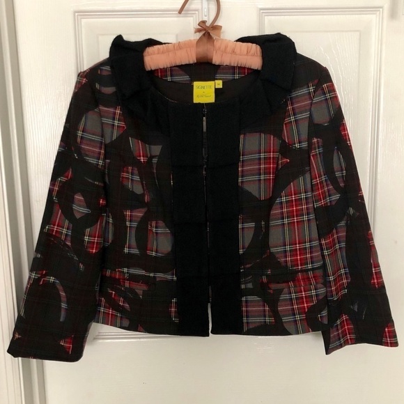 𝅺signette Ayesha Saeed Madison Jacket Cropped Plaid - Picture 1 of 4